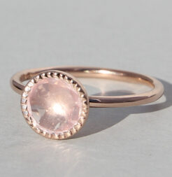 Ring Rosenquarz facettiert 925 Silber Roségold vergoldet